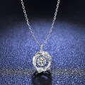 925 Silver Moissanite Pendant Necklace for Women, Dynamic Luxury Round Bezel-Set Jumping Heart-0-4