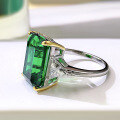 wholesale S925 Silver 10*14 Rectangular Cabochon Emerald Ring for Women, Minimalist and Elegant, Available for Drop Shipping-0-2