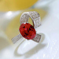wholesale 925 Sterling Silver New Ruby Ring with 7*9 Oval Cut, Full Diamond Inlay, and Luxurious Vintage Design-0-2