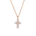 wholesale 18k Gold Cultivated Diamond Cross Pendant Necklace, European and American Style Lucky Collection Rose Gold K Gold Necklace-0-4