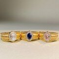 wholesale 18K gold-plated Shui Bei style women's sand gold ice-cut ring with hand-pulled sapphire-0-0