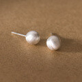wholesale S925 silver wire drawing round bead ear studs, Korean style internet-famous minimalist ins same matte small ball ear accessories M03625-0-3