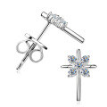 wholesale S925 Sterling Silver European and American Personalized Cool Cross Moissanite Stud Earrings for Women, Small Niche Trendy Starry Sparkle Ear Jewelry Wholesale-0-4