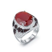 wholesale S925 Sterling Silver Designer Luxury Red Agate Ring Russian Exaggerated Jewelry with Natural Gemstone-Red Agate Ring>US Size 6