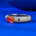 wholesale S925 Silver Full Pavé Diamond 5*7 Fancy Cushion-Cut Fanta Orange Garnet High-End Fashion Ring for Women-0-1
