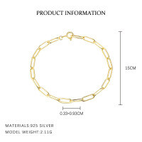 wholesale S925 Sterling Silver Retro European Minimalist Bracelet For Women With Luxury Zircon Heart Pendant-L555L-Gold chain/16cm 925 silver