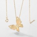wholesale S925 Sterling Silver Gold-Plated Vintage Distressed Butterfly Pendant Necklace for Women, Minimalist and Versatile with a Touch of Luxury-0-2