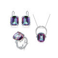 wholesale S925 Silver Luxury Creative Jewelry Accessories Set with Colored Gemstones, Ring, Necklace, and Earrings-0-4