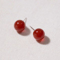 wholesale S925 sterling silver round red agate earrings, Korean-style fashionable, luxurious, ins-style, niche ear accessories M05326-0-3