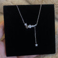 wholesale S925 Sterling Silver Sweet Star Shimmering Crystal Fringe Necklace, Small Batch Design, Light Luxury, Starry Sky, Diamond-Encrusted Collarbone Chain for Women-0-5