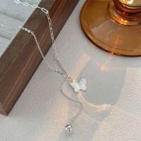 wholesale S925 Sterling Silver Simple and Versatile Butterfly Necklace for Women, New Trendy Small Design Collarbone Chain-Pure silver (length 40+5CM)