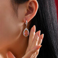 wholesale Metal with 9-carat padparadscha pear-shaped 9x14 high-carbon diamond earring ear backs-0-2