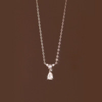 wholesale S925 silver Nalan geometric temperament necklace for women, Japanese and Korean style small fresh faceted water drop tassel neck accessory D9002-D9002-Platinum 0.9cm 925 Silver