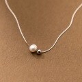 wholesale 925 Silver Pearl Luminous Bead Snake Bone Necklace Minimalist Fashion Elegant French Retro Versatile Internet-famous Collarbone Chain D9548-0-0