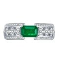 wholesale S925 Sterling Silver 1 Carat Emerald Exquisite Full Diamond Micro-Paved Ring, New Style for Cross-Border-0-4