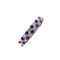 wholesale S925 Silver Red and Blue Sapphire Thin Ring, Fashionable and Individualistic Ring, Delicate Row of Diamonds Ring, Minimalist Style, Trendy Ins Ring-0-4