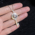 S925 Sterling Silver Moissanite Sunflower Key Pendant Necklace-0-0
