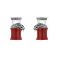 wholesale Sterling Silver S92 Vintage-inspired Red Agate Bamboo Node Matte Antique Craft Earrings-0-4
