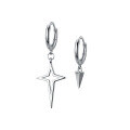 wholesale S925 silver minimalist smooth asymmetrical tapered square star women's ear clips summer earrings M01511-0-4