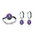 wholesale S925 Sterling Silver Inlaid with Natural Gemstone Amethyst and Moonstone Thorn Bud Design Earrings-0-4