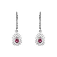 wholesale S925 Silver New Stylish Design Light Luxury Group Setting Gemstone Earrings, French Romance Inlaid with Natural Colored Gemstones-Natural Rose Pomegranate 925 Silver