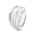 wholesale S925 Sterling Silver Fashion Cross-Border Multi-Line Geometric Twisted Statement Adjustable Ring for Women-0-4