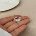wholesale 925 Sterling Silver Irregular Fold Blue Zircon Texture High-end Sense Open Ring for Women-0-3