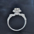Sterling Silver Moissanite Heart Bouquet Ring, Ins-Style Closed Wedding Band-0-0