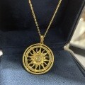 Silver-Gold Plated Round Compass Sun Pendant Moissanite Necklace DIY Jewelry-0-0