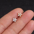 wholesale S925 Sterling Silver Plum Blossom Stud Earrings Sweet and Delicate Ins Style Petal Diamond Inlaid Earrings Women Cross-Border Wholesale-0-3