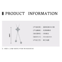 S925 Sterling Silver Four-Leaf Clover Moissanite Bracelet for Women-Four-leaf tassel xianglian [White Gold]  925 Silver