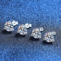 S925 Sterling Silver Moissanite Three-Prong Thread Earrings Wholesale-0-1