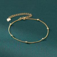 wholesale S925 Silver minimalist and versatile design small fresh bead rotating bead bracelet with gold bean accents S7298-Silver 925 silver