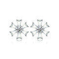 wholesale 925 Sterling Silver Jewelry Set: Snowflake Flower Stud Earrings, Star Hexagram Necklace, Zirconia Pave Bow Ring-0-2