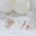 wholesale Silver-plated 14K Gold Pink and White Zircon Cherry Blossom Earrings, Japanese Fresh and Sweet Style, Forest-inspired for Girls-0-3