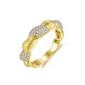 wholesale S925 silver plated with 18k gold, Italian Buccellati-style filigree full pave moissanite ring for women-0-4