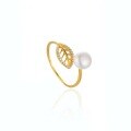 wholesale 925 Silver Trendy Zircon Inlaid Leaf Ring for Women, Ins Fashion Versatile Minimalist Open Adjustable Band-0-4