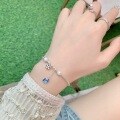 wholesale S925 Sterling Silver Crushed Silver Pearl Five-Petal Flower Tassel Bracelet for Women, Fashion Minimalist Enamel Color Versatile Hand Chain-0-0