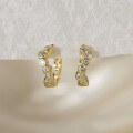 wholesale S925 Sterling Silver Circle Zircon Stud Earrings for Women, Versatile and High-End Ins Style Accessory-0-3
