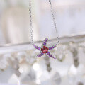 wholesale 925 Sterling Silver New Stylish and Fashionable Starfish Necklace with Natural Amethyst and Garnet Gemstone for Women-0-2