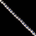 wholesale 925 Sterling Silver High Carbon Diamond Blue Red Green Three-Tone Princess-Cut GRC Lab-Grown Sapphire Unique and Versatile Women's Bracelet-0-4