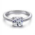 wholesale S925 silver square zircon ring, cross-border style, tarnish-resistant women's diamond ring set-0-12