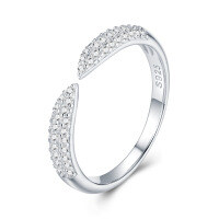 Metal Alloy Stackable Adjustable Open Ring, Custom Moissanite Jewelry Processing.-Moissanite 1.1mm*52 beads  US size 8/Hong Kong size 17