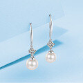wholesale S925 Silver 5A Freshwater Flawless Pearl Earrings for Women with Moissanite, Fashionable Korean Style Elegant Earrings, Simple and Popular-0-0