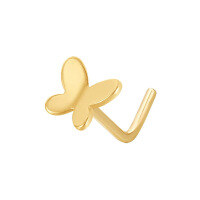wholesale 925 Sterling Silver Butterfly Nose Ring With L-shaped For Women-Gold (single)
