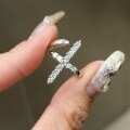 wholesale S925 sterling silver full diamond cross ring, edgy sweet and cool style, ins minimalist irregular streamline index finger ring for stacking-0-5