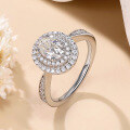 wholesale K Gold Plated 925 Silver 1-Carat Oval Fancy Cut Moissanite Ring for Women with Luxurious Pavé Setting-0-0