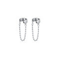 wholesale Sterling Silver S925 Chain No Piercing Ear Clip for Women, Elegant Smooth Minimalist Helix Ear Cuff G8678-0-4