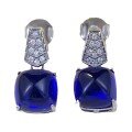 wholesale S925 Silver New Royal Blue 8*8mm Sugar Loaf Square Stud Earrings for Women, Elegant and Noble-0-4