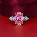 wholesale Metal material first, Shi Pei Jewelry wish hot-selling pink high carbon diamond 10*14 ringoval 5 carat simulated diamond ring-0-9